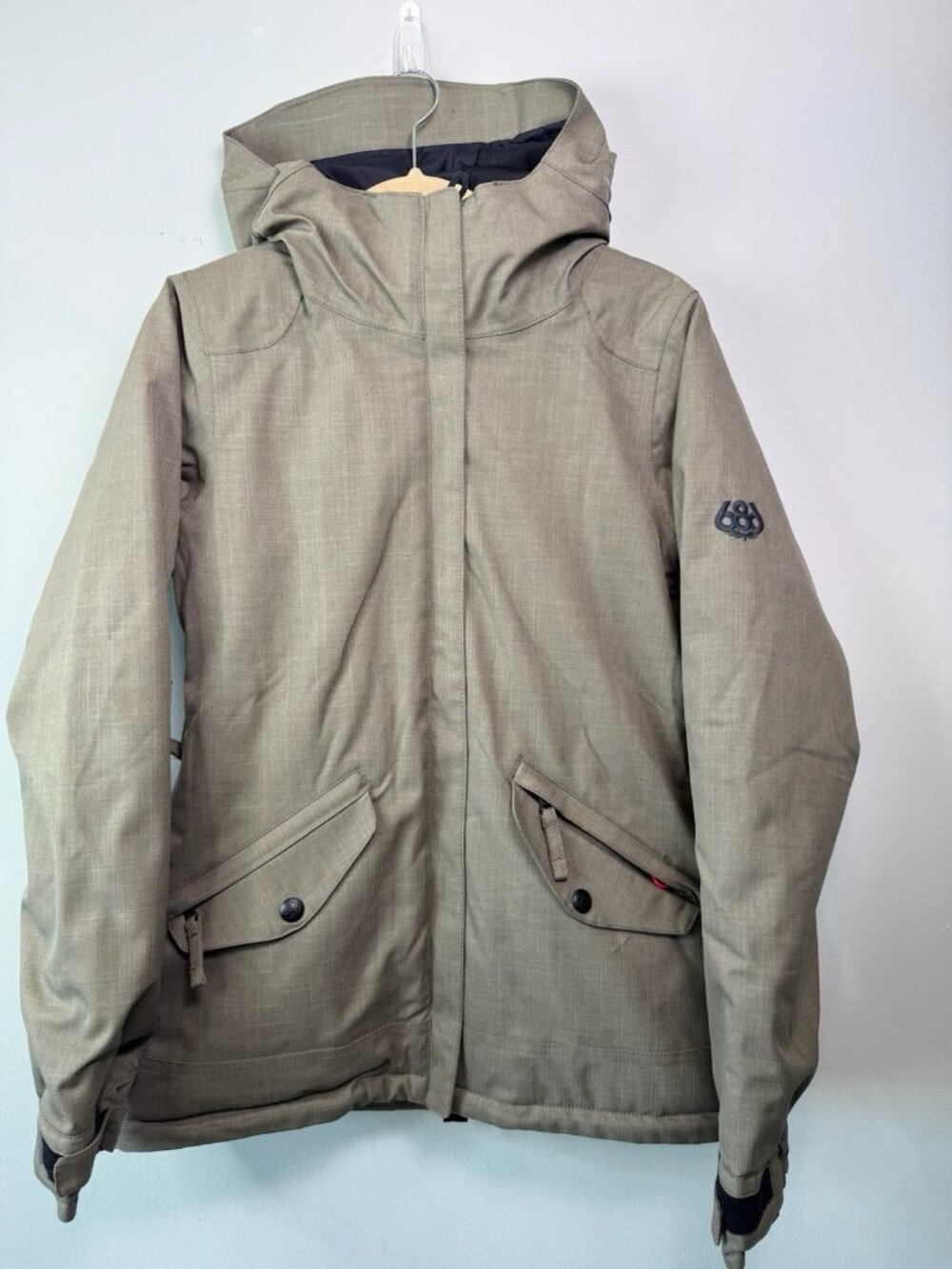 686 Six Eight Six Women Cascade Snowboard Faithful Jacket Waterproof Tan XS